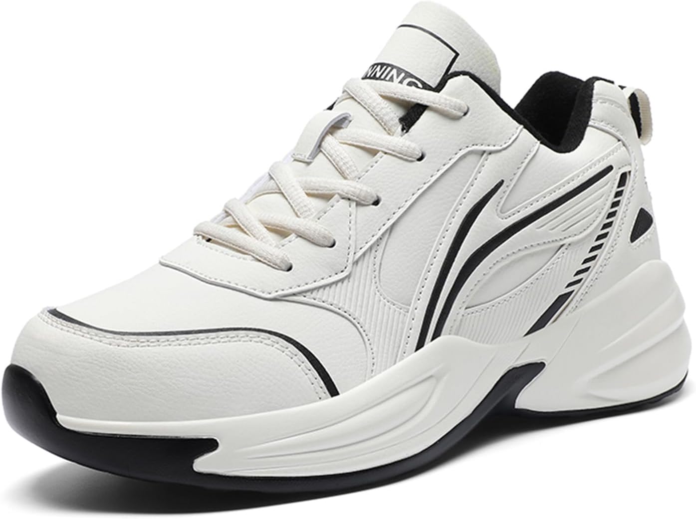 

Мужские осенне-зимние повседневные спортивные кроссовки с круглым носком, большого размера, на толстой подошве, с эффектом увеличения роста Generic, белый