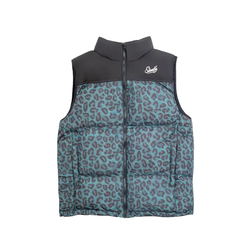 

Жилет унисекс с воротником-стойкой, утолщенные, другие Slamble, зеленый leopard