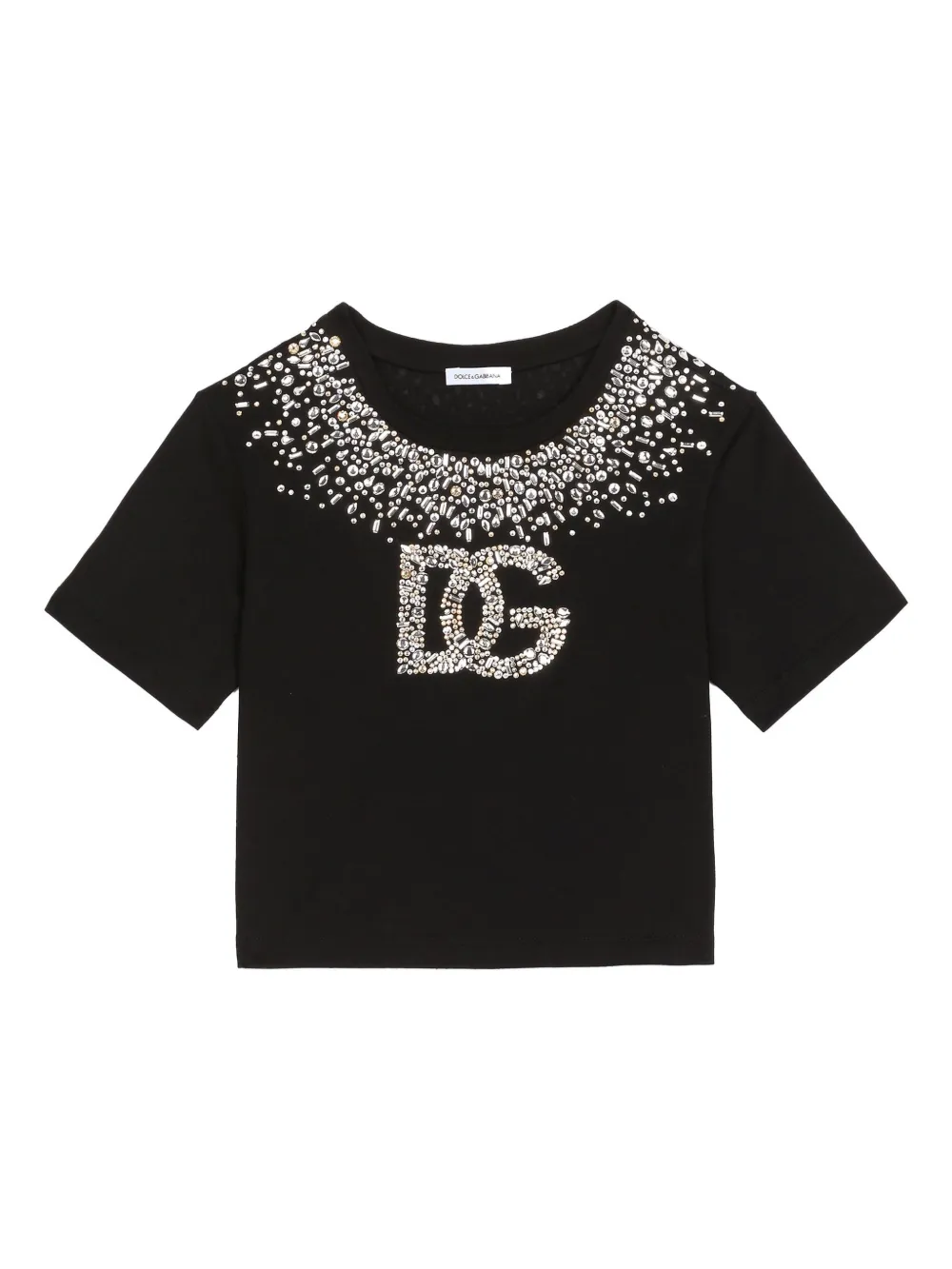 

Футболка с логотипом DG из стразов Dolce & Gabbana Kids, черный