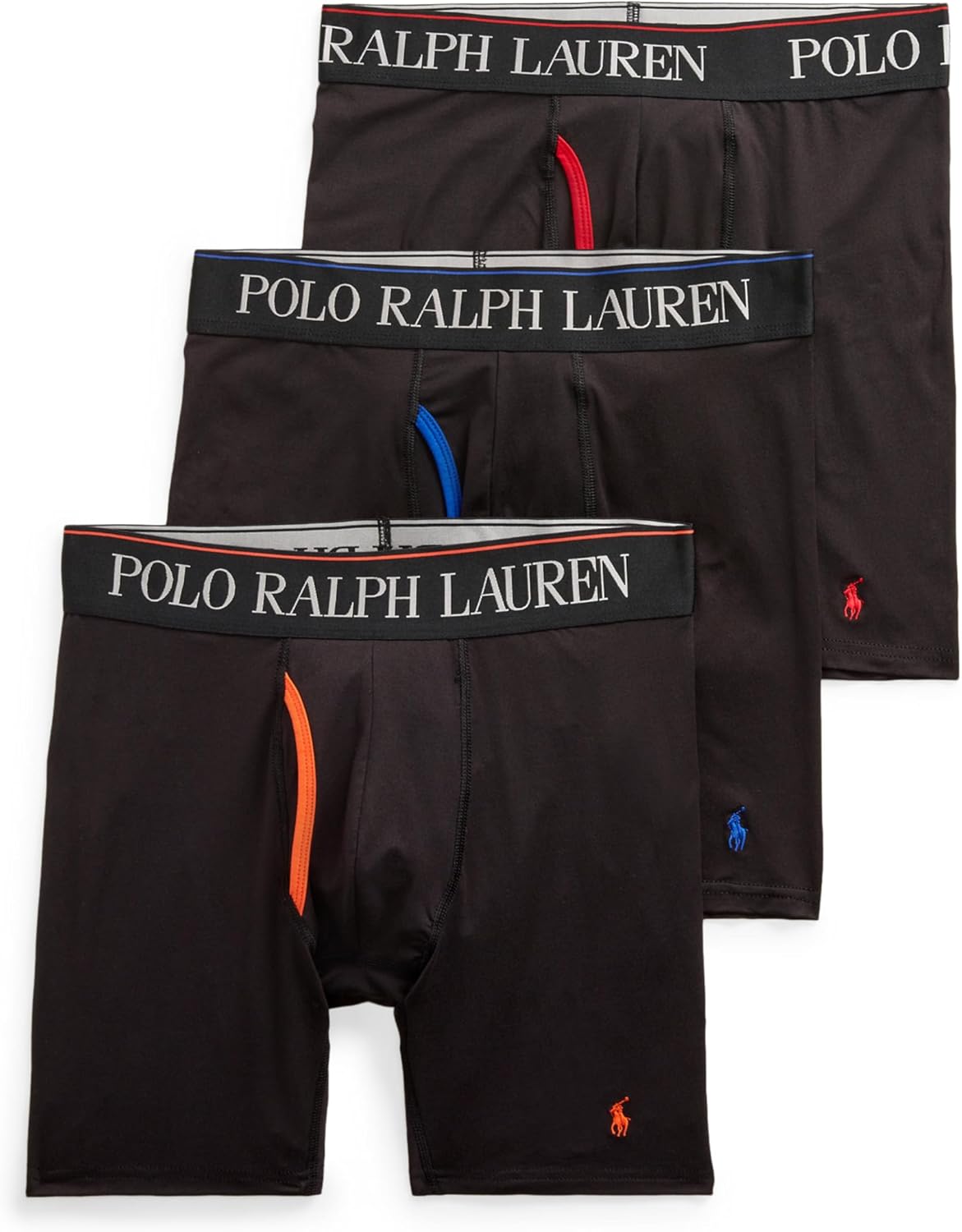

Мужские боксеры-трусы POLO RALPH LAUREN 4D Flex Cooling из микрофибры, длинные и плавки, 3 пары, Black/Orange Black/ Royal Black Red - 3 Pack