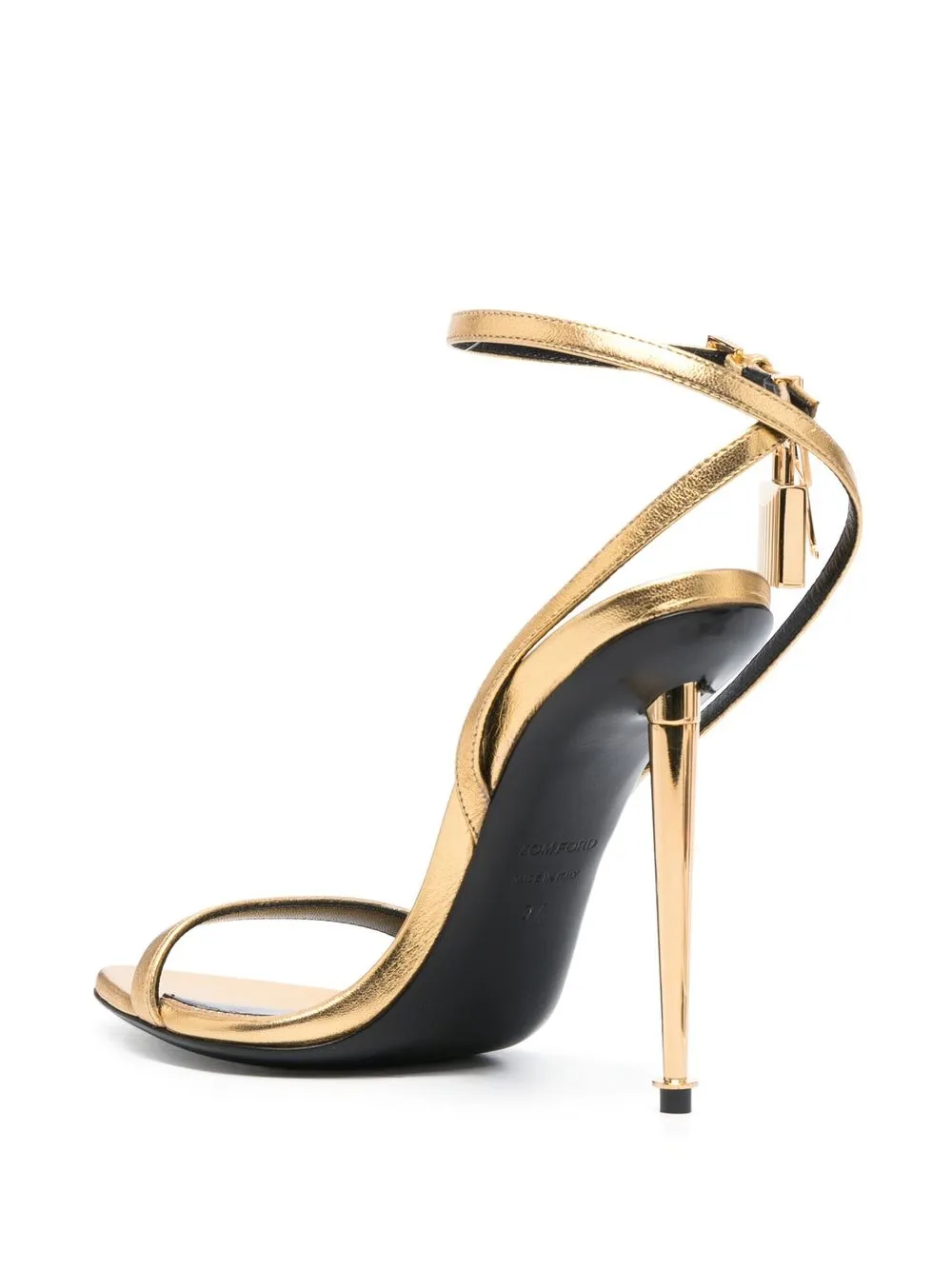 Босоножки Padlock 115 с эффектом металлик TOM FORD, золотой — фото 3