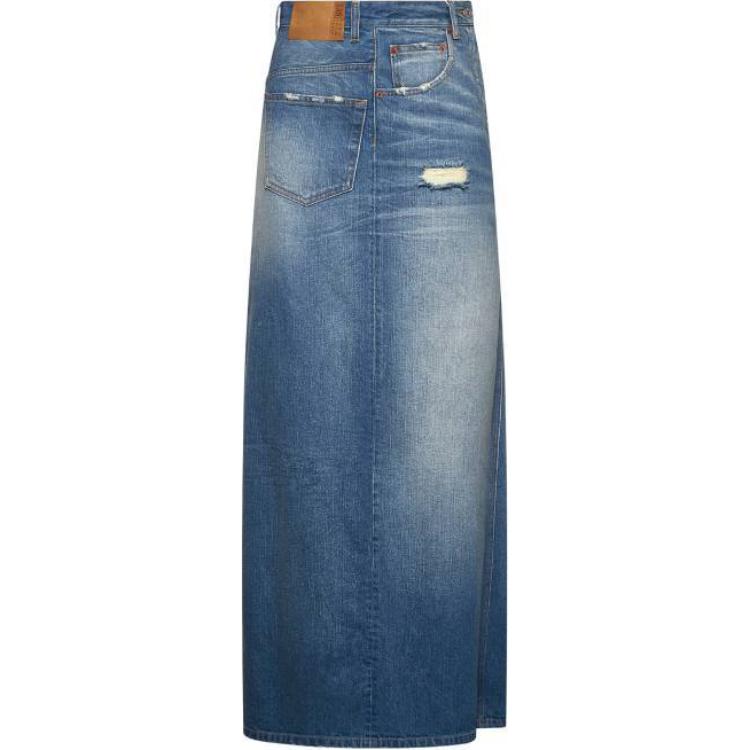 

Потертая джинсовая макси-юбка MM6 Maison Margiela, синий
