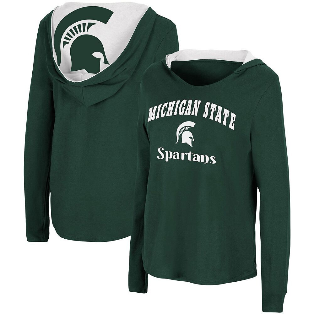 

Женская толстовка с капюшоном и футболкой с длинными рукавами Colosseum Green Michigan State Spartans Catalina, цвет Msu Green