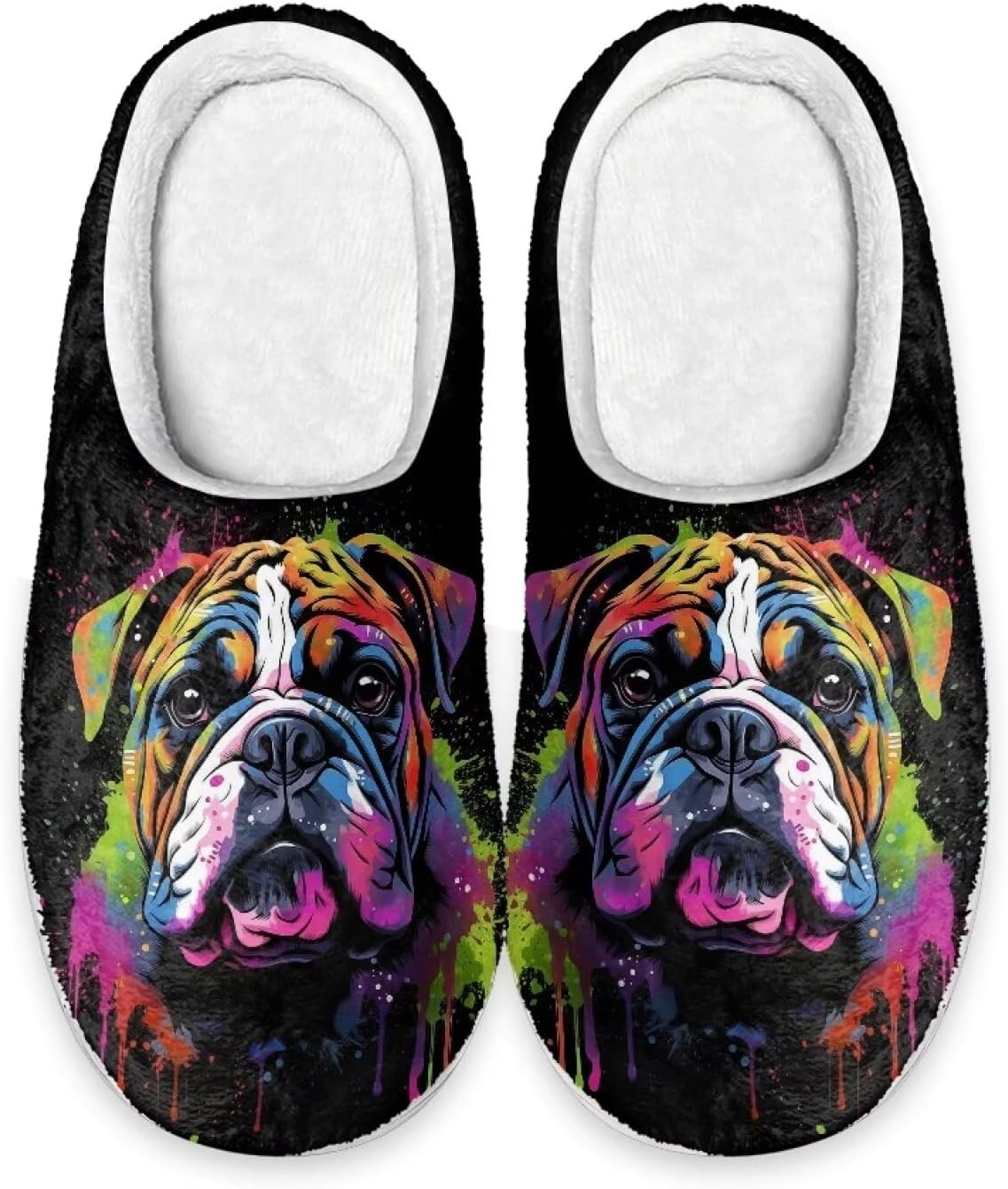

Женские домашние тапочки Forchrinse с милым 3D мопсом, теплые уютные тапочки, мужские домашние туфли, мягкие плюшевые пушистые тапочки для дома и улицы с противоскользящей подошвой, Tie Dye Pug
