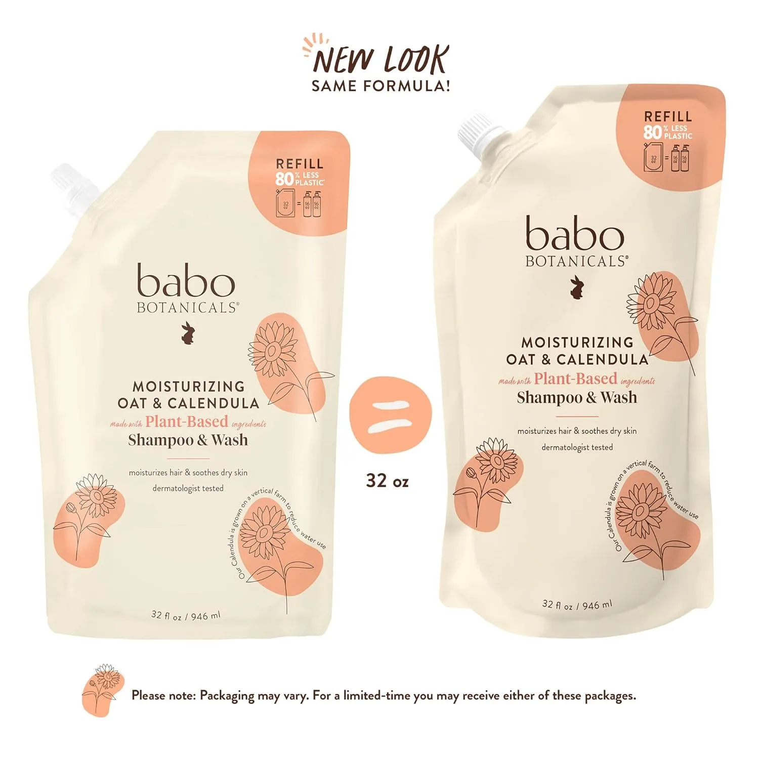 Babo Botanicals Moisturizing Oat & Calendula 2-in-1 шампунь и гель для душа - мягкое очищение для сухой или чувствительной кожи - безопасно для малышей, детей и всей семьи - легкий аромат - Vegan 946 мл (1 шт.) — фото 2