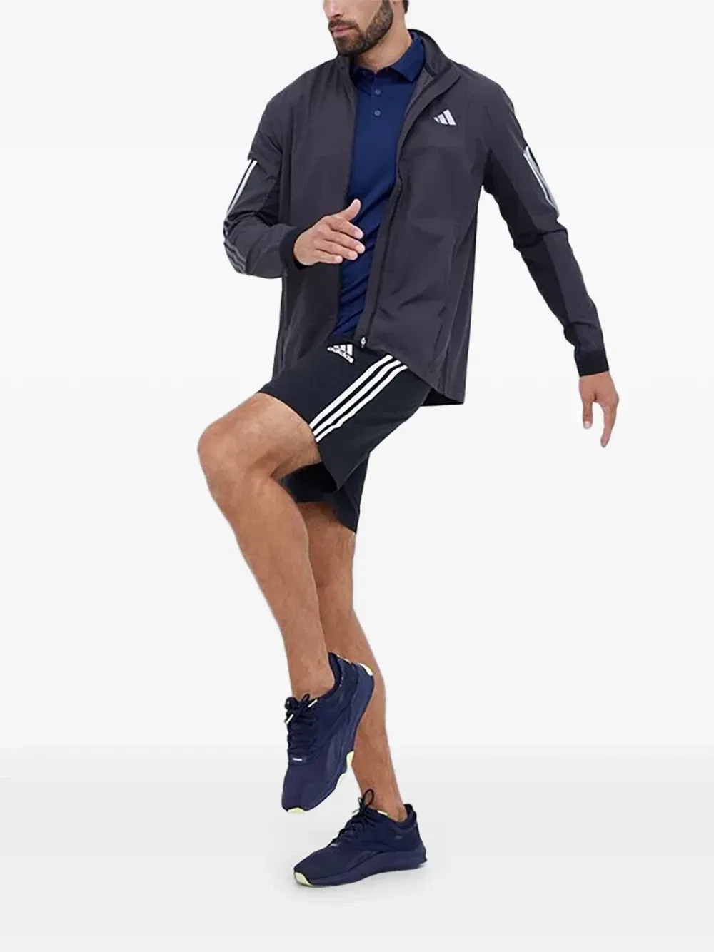 Ветровка на молнии с боковыми полосками adidas, черный — фото 2