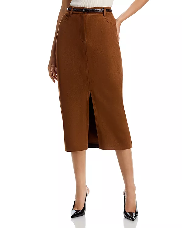 

Узкая юбка с разрезом спереди T Tahari, коричневый