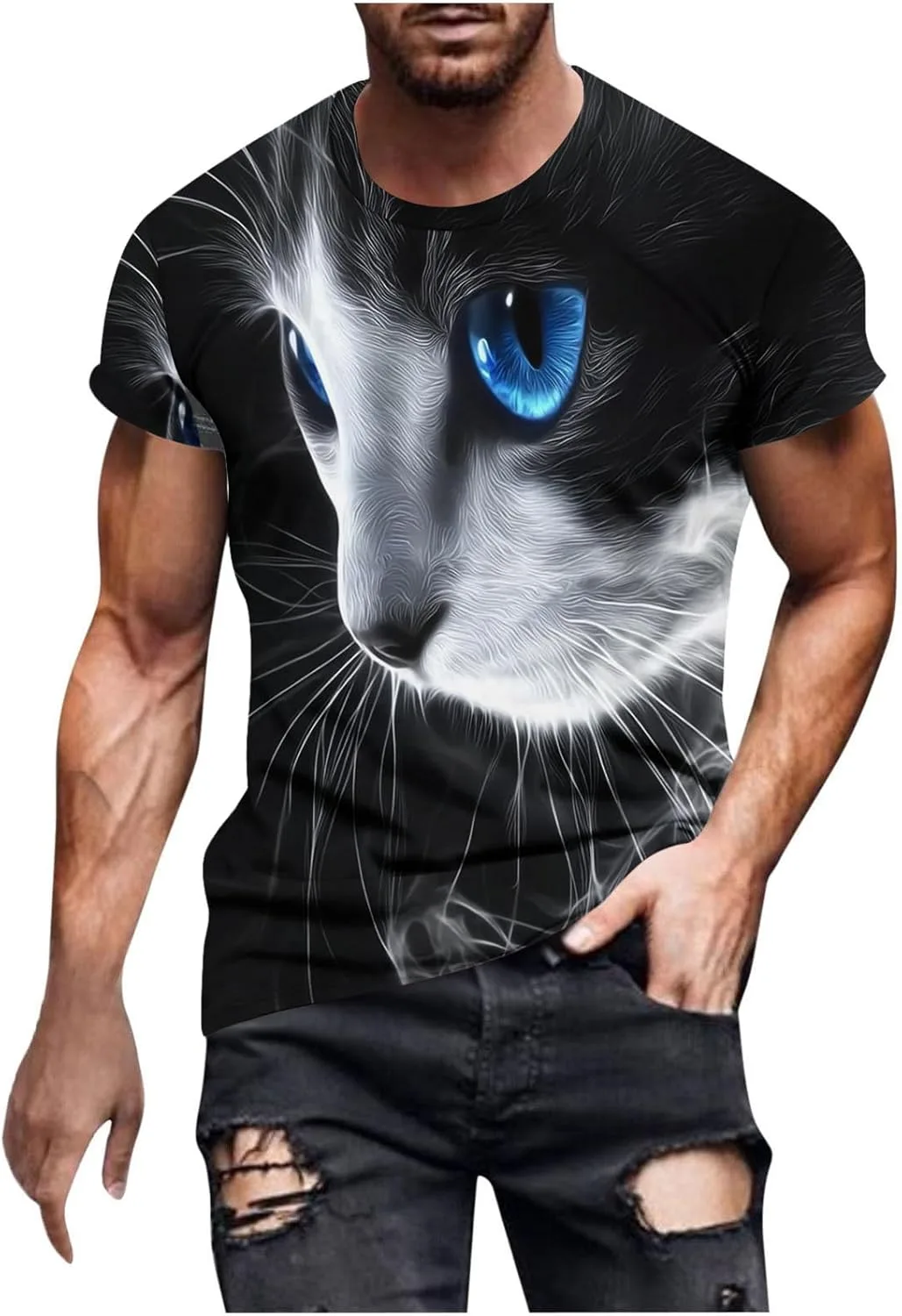 

Футболка мужская с 3D принтом кот Sdeycui