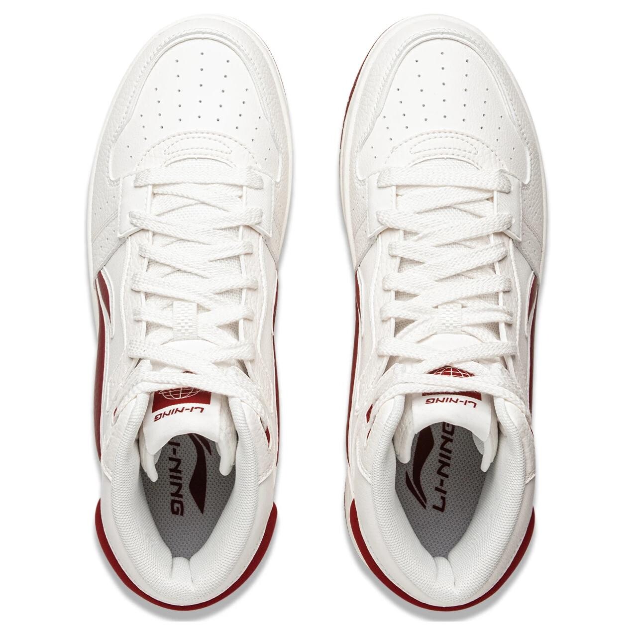 Кроссовки LINING Tianji Soft Skateboarding Shoes Men Mid-top Cloud White/deep Red, красный — фото 3