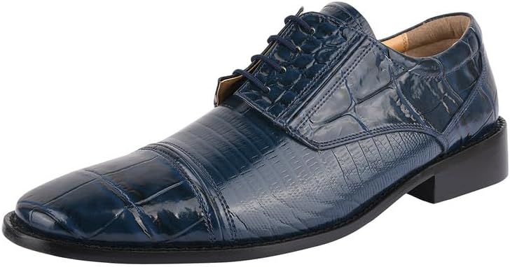 

Мужские оксфорды LIBERTYZENO с животным принтом из натуральной кожи на шнуровке для Рождества, темно-синий