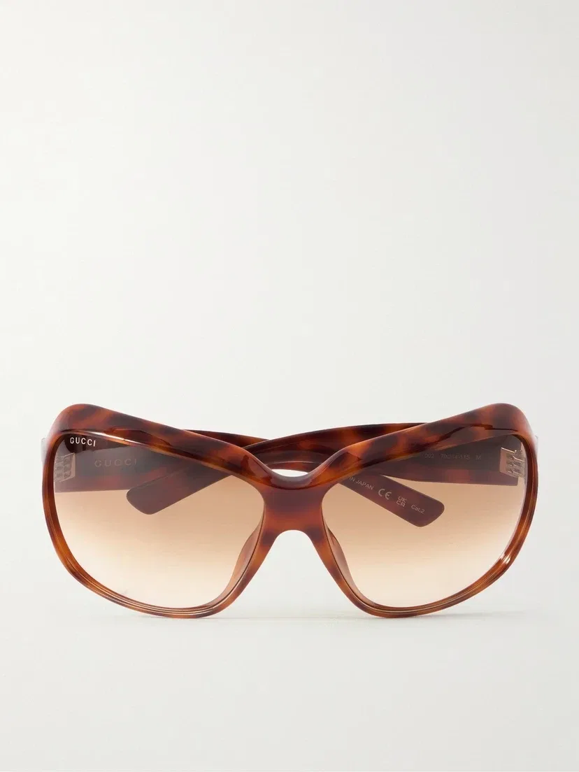 Квадратные черепаховые солнцезащитные очки из ацетата Gucci Eyewear, коричневый