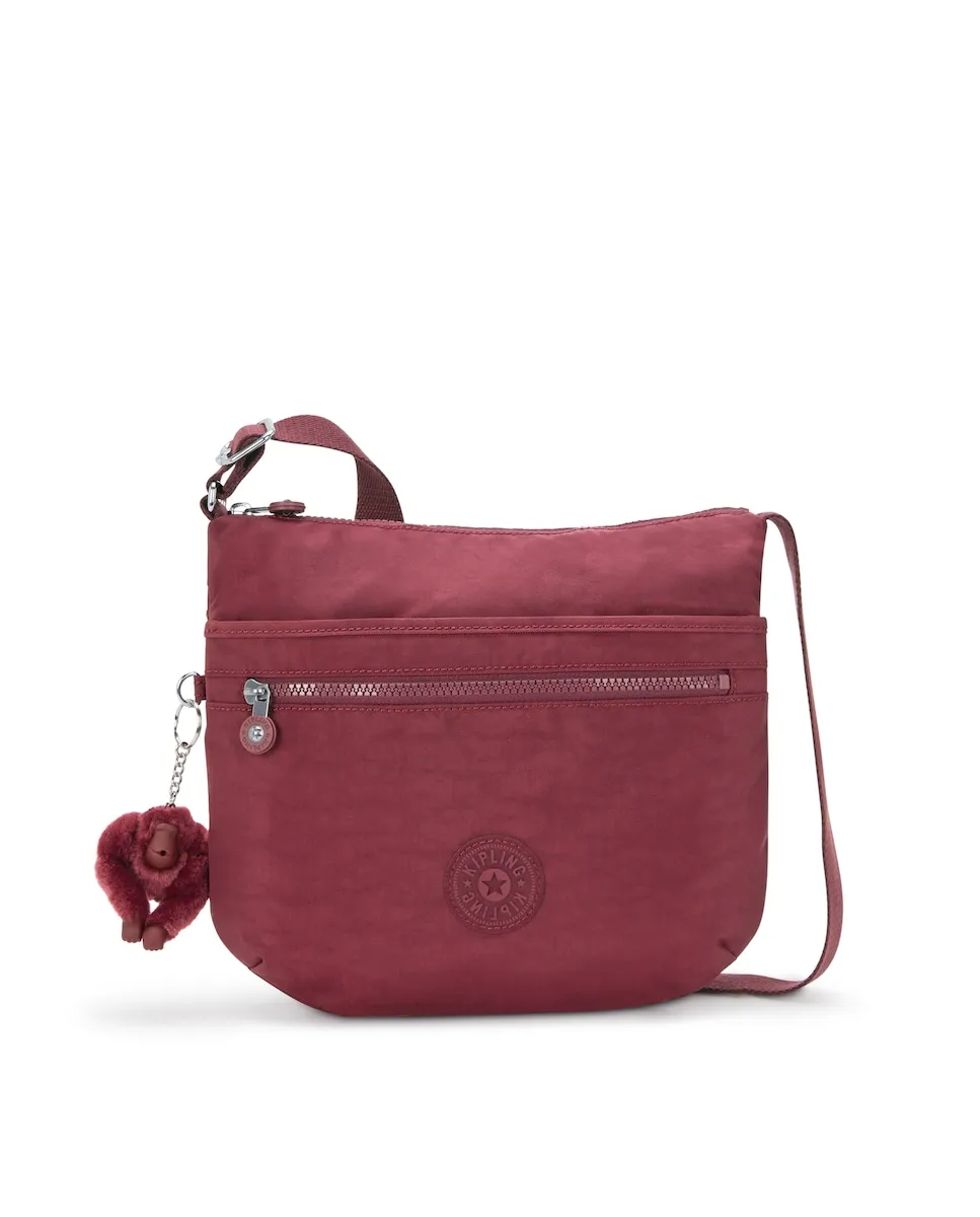

Женская сумка среднего размера с застежкой-молнией и брелоком Kipling, бордовый
