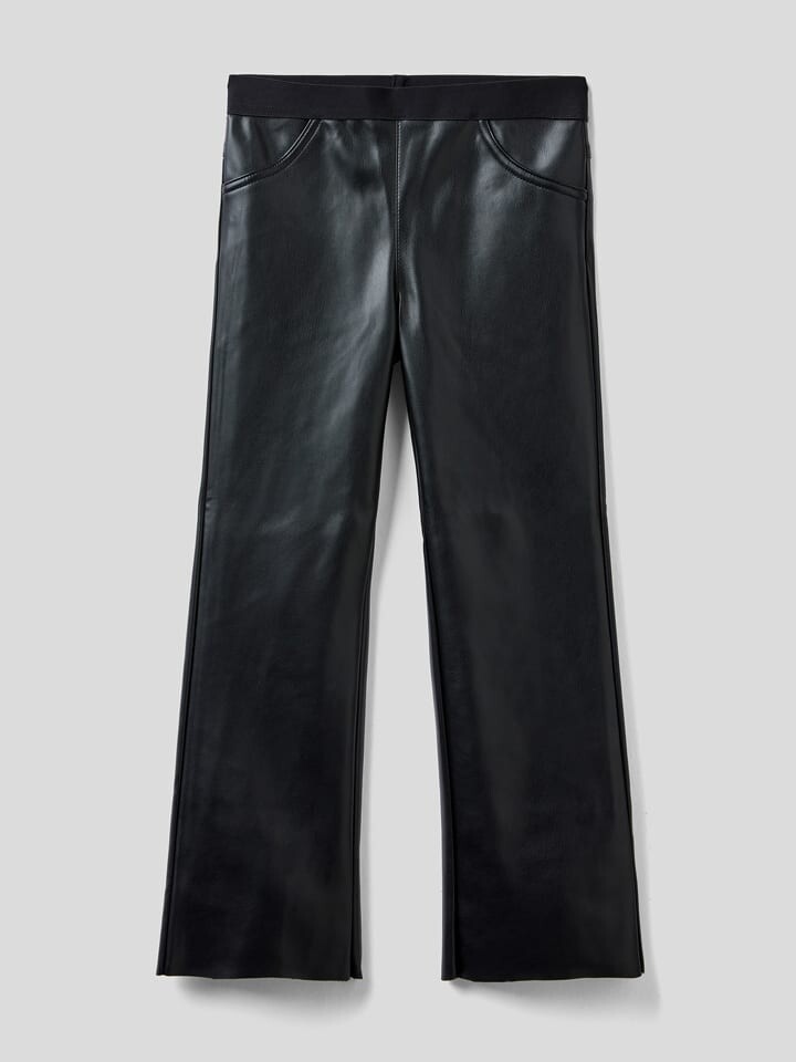 

Брюки из искусственной кожи Benetton Kunstlederhose, черный