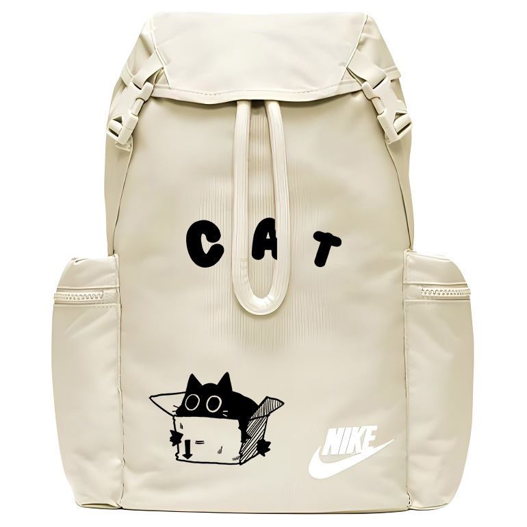 

Nike Полиэстеровый рюкзак унисекс светло-ореховый коричневый белый, Box Cat