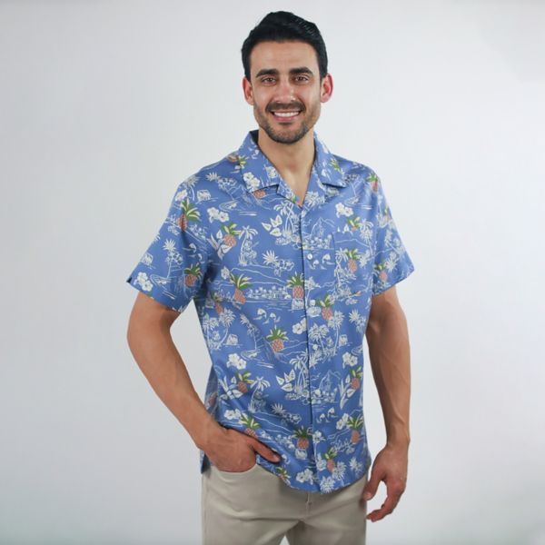 

Мужская льняная рубашка с коротким рукавом Jachs, цвет blue hawaiian