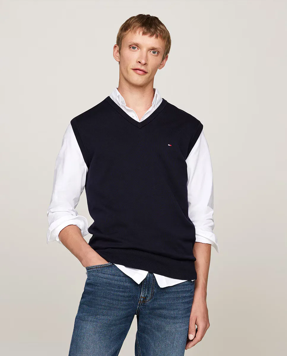 

Мужской вязаный жилет Tommy Hilfiger, темно-синий