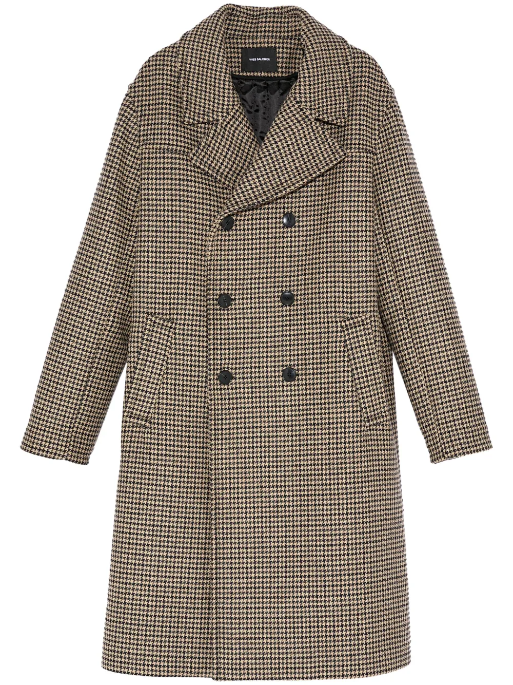 

Двубортное пальто в ломаную клетку Yves Salomon, нейтральный