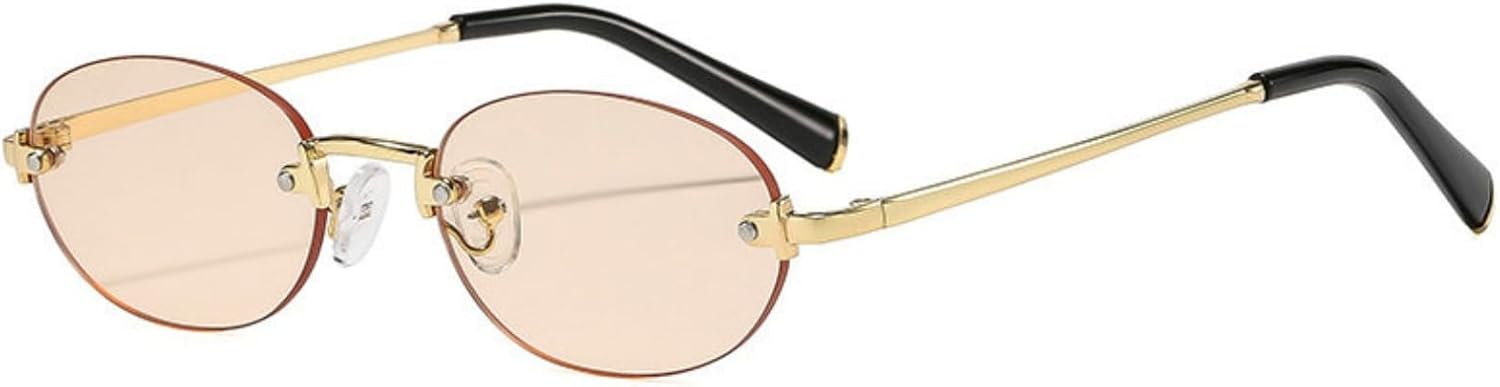 

Солнцезащитные очки Willochra Trendy Oval для женщин и мужчин, ретро, ​​без оправы, в стиле 90-х, маленькие, круглые, в металлической оправе, черные, с защитой от УФ-излучения UV400, C5