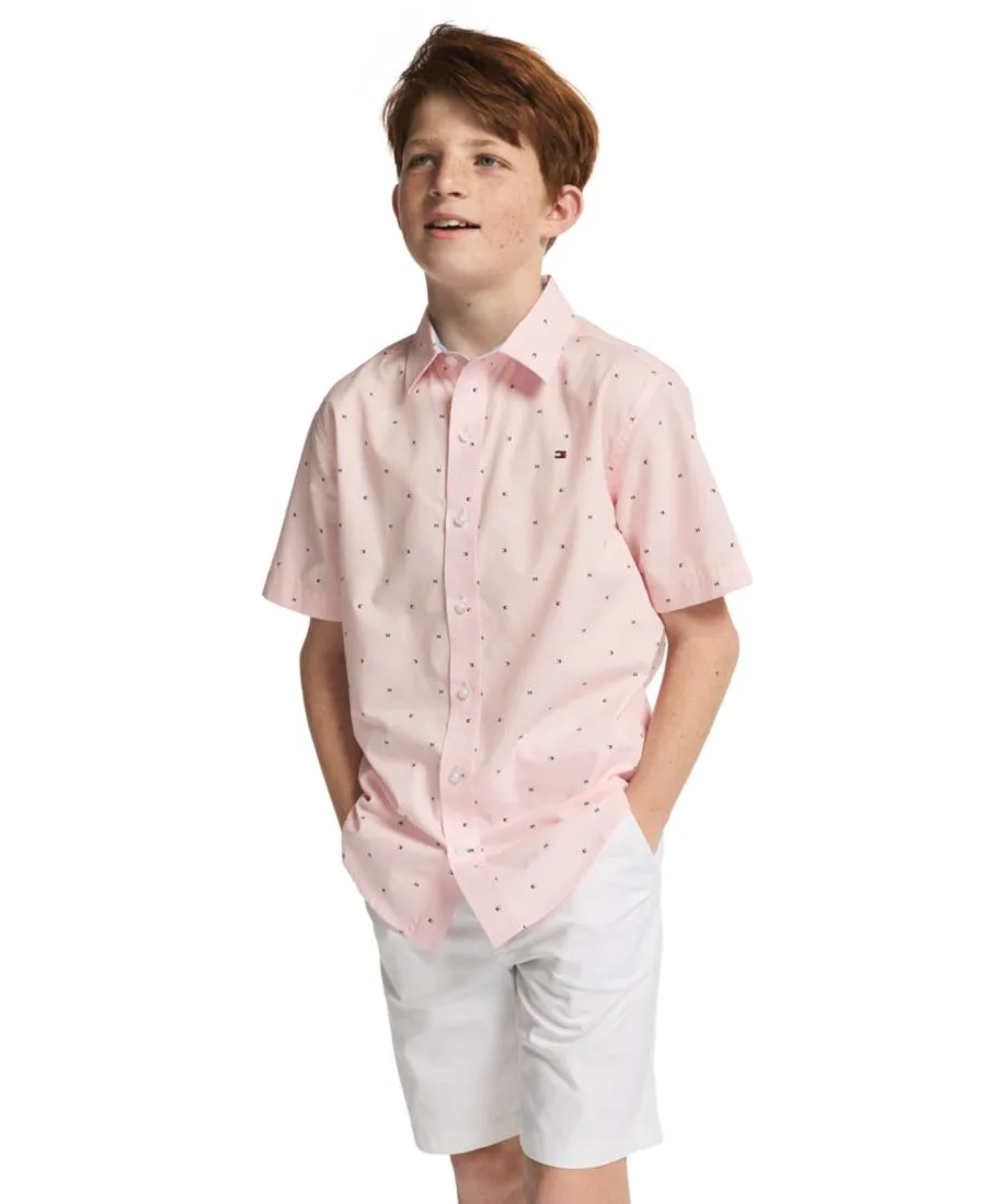 Детская тканая футболка с коротким рукавом Tommy Flag для мальчиков 8-20 лет Tommy Hilfiger, icy розовый