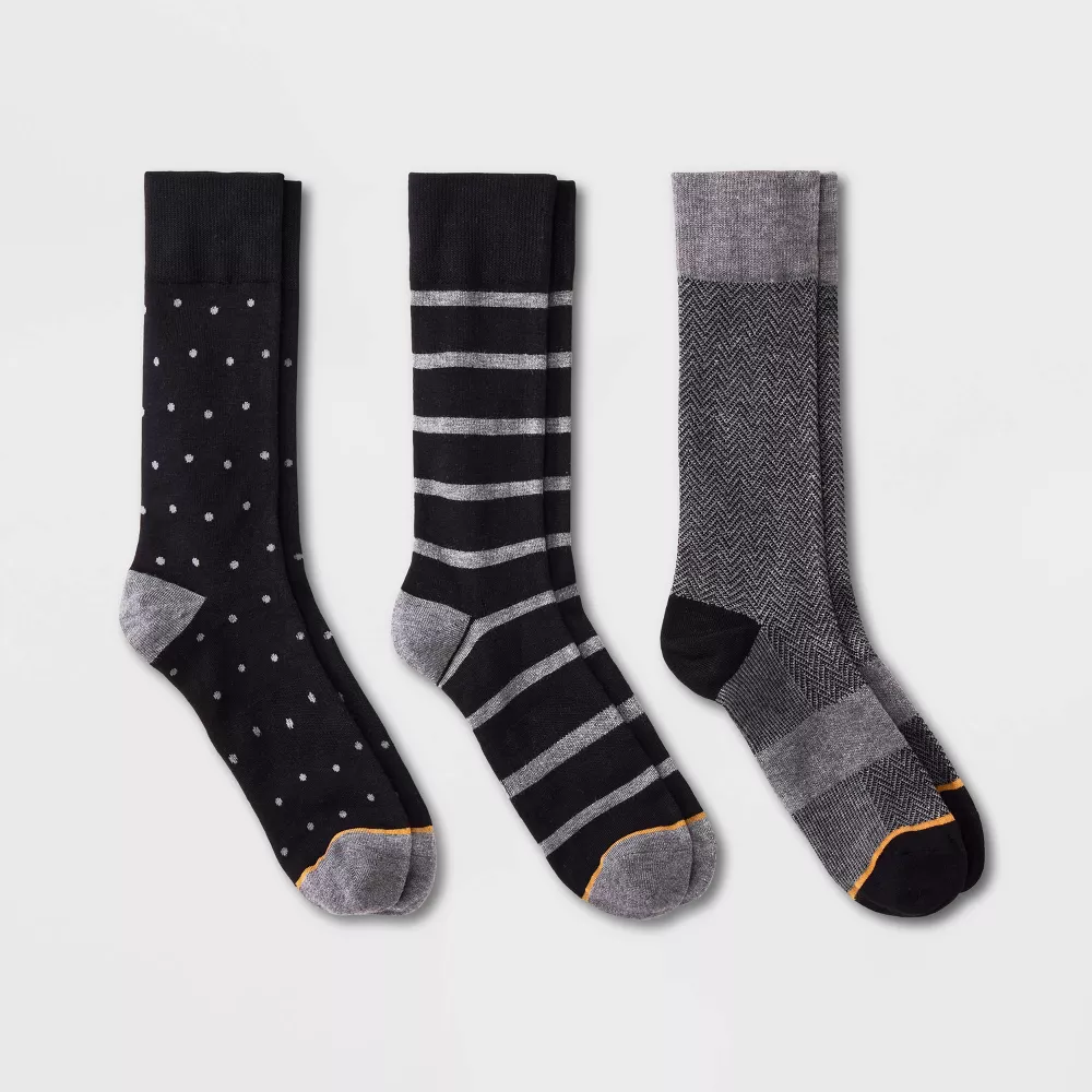 

Мужские носки Signature Gold by GOLDTOE Dot Crew Socks 3 пары, цвет Black