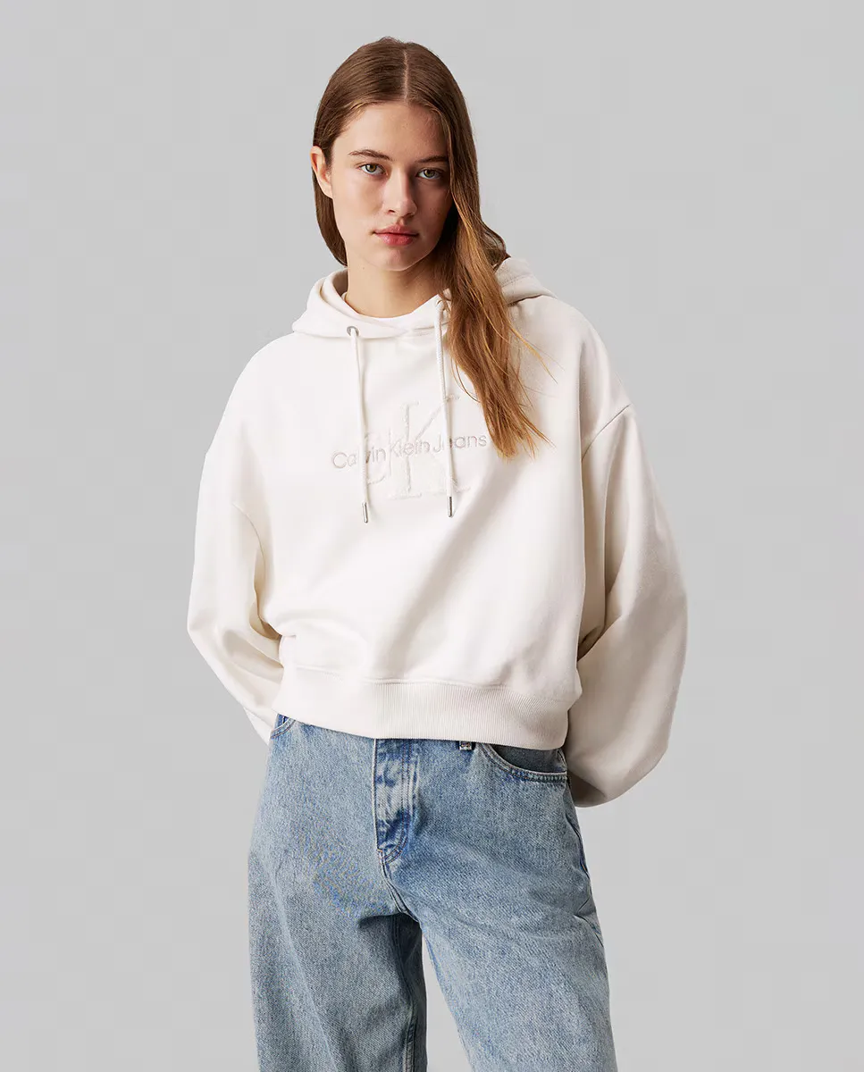

Женская толстовка с капюшоном и монограммой Calvin Klein Jeans, цвет Crudo