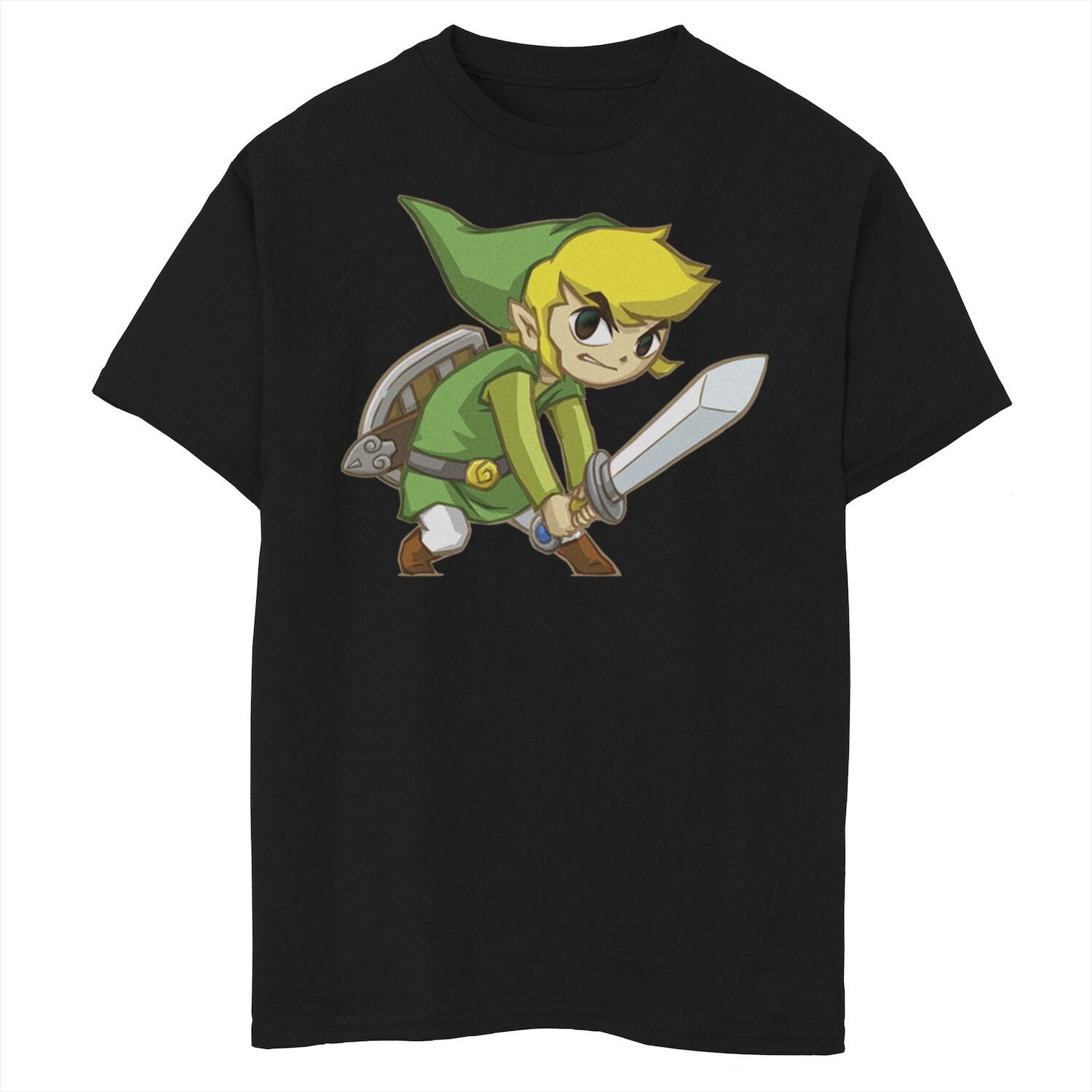

Футболка с графическим рисунком Nintendo Zelda Spirit Tracks Link для мальчиков 8–20 лет Licensed Character, черный