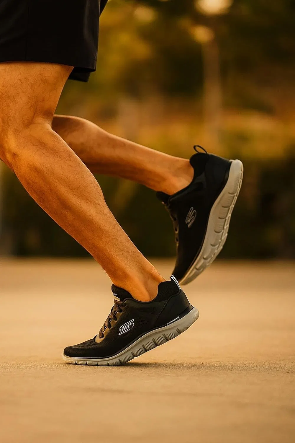 Мужские спортивные кроссовки Skechers Track Broader, Black Mesh Pu Charcoal Trim — фото 2