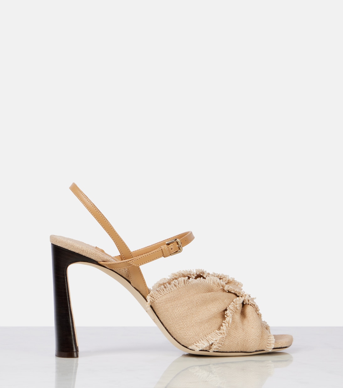 Annika 95 туфли-лодочки с открытым носком из ткани Jimmy Choo, Ballet Pink/Dark Cappuccino — фото 4