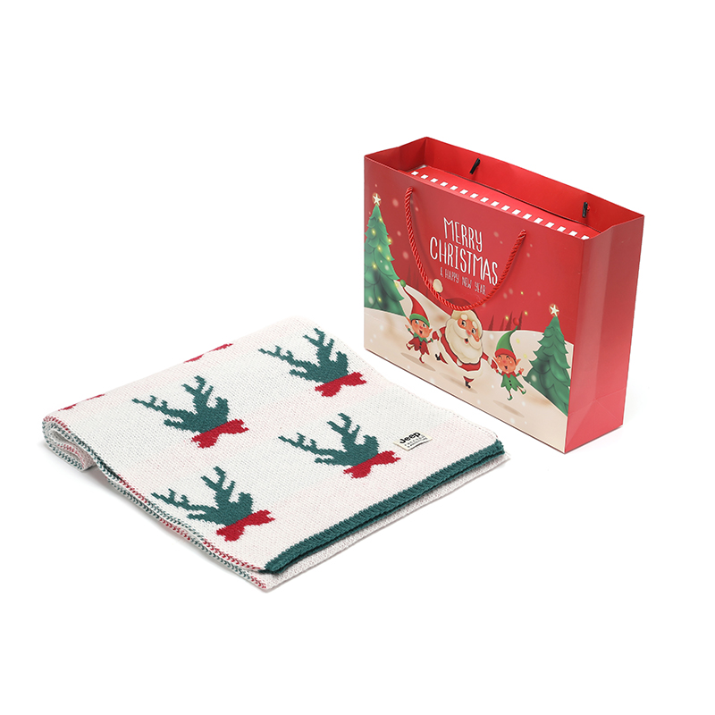 

Jeep Плед из плюшевой пряжи унисекс, Christmas Deer Ecru+Christmas Box