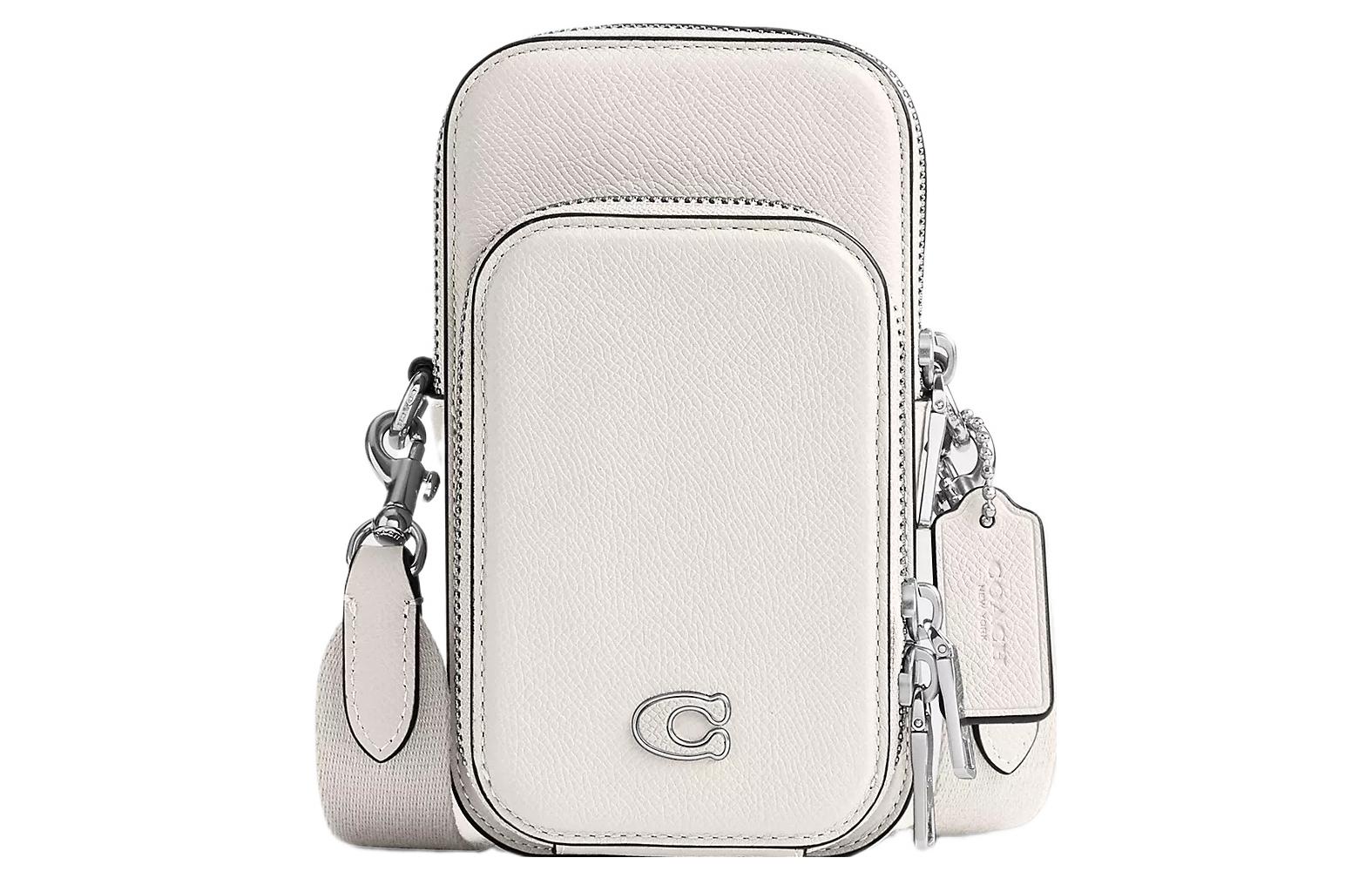 

Холщовая сумка с кожаным отделением для телефона, наплечная сумка, мини-кроссбоди женская мел COACH