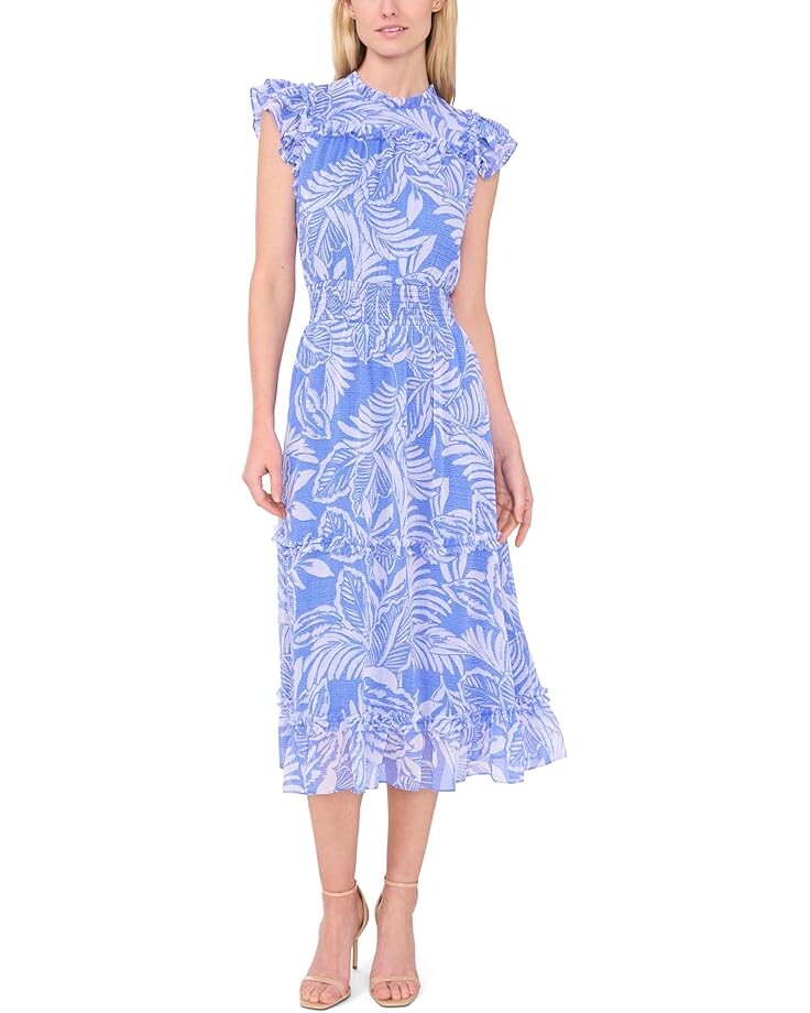 

Платье CeCe Flutter Sleeve Smocked Waist Dress, цвет Tropic Night