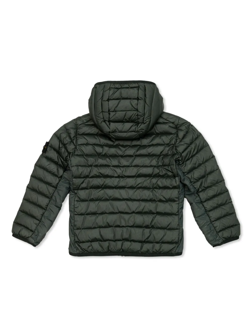 Стеганая куртка с капюшоном и нашивкой-логотипом Stone Island Junior, зеленый — фото 2