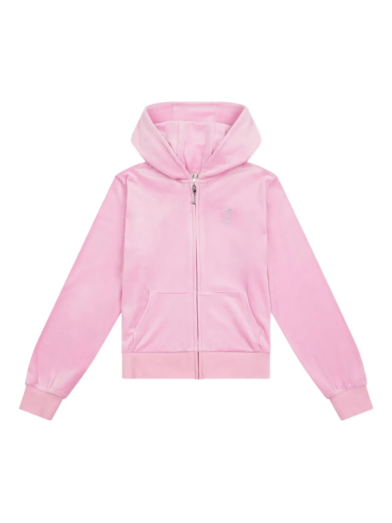 

Толстовка с капюшоном Juicy Couture Kids на молнии, украшенная стразами, розовый