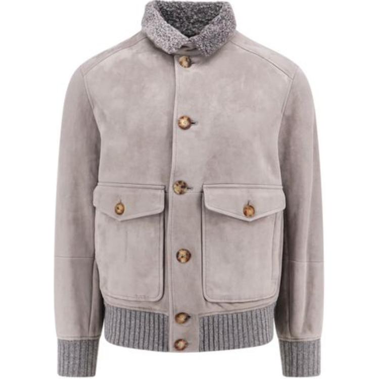 

Застегивающаяся на пуговицы куртка с длинными рукавами Brunello Cucinelli, коричневый