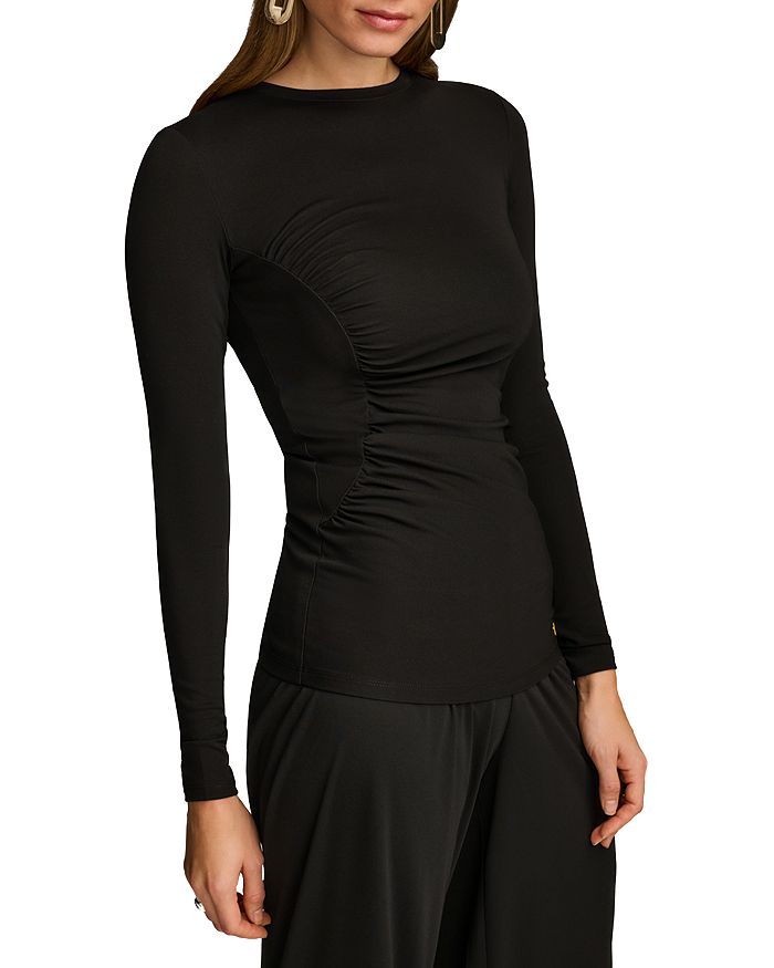

Футболка с длинным рукавом из стрейч-креп Donna Karan, черный
