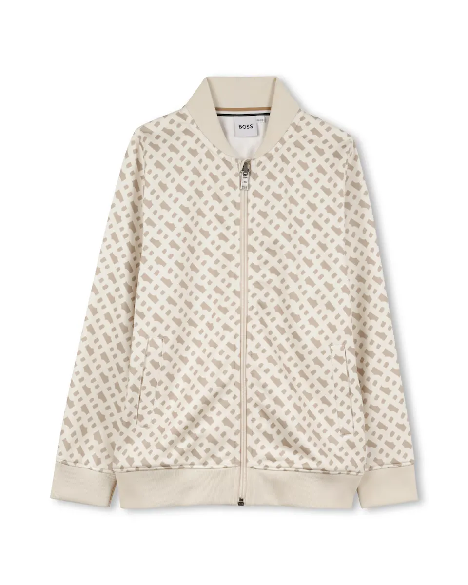 

Белая мальчишеская куртка с длинными рукавами BOSS Kidswear, белый