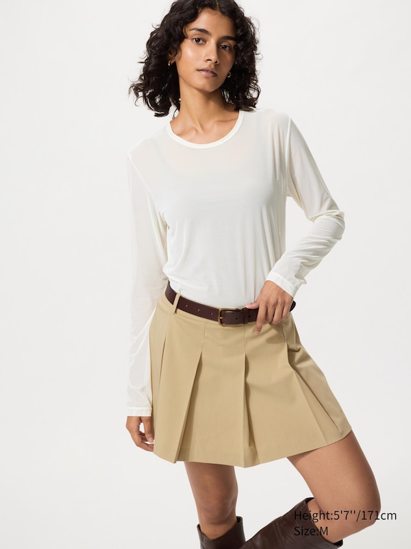 

Полупрозрачная футболка с длинным рукавом Uniqlo, 01 off white, Белый, Полупрозрачная футболка с длинным рукавом Uniqlo, 01 off white