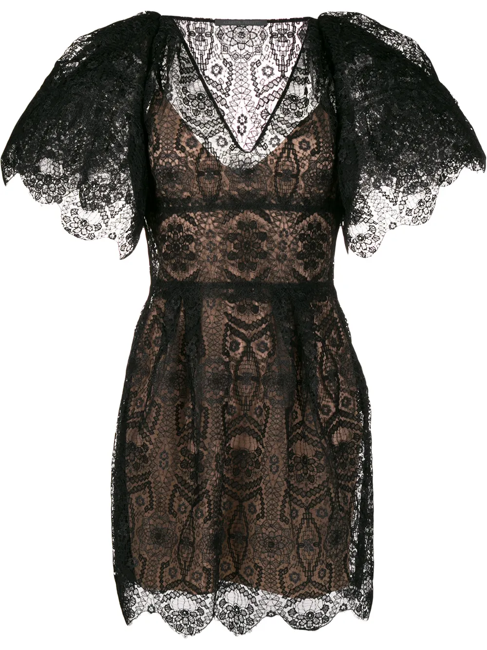 

Кружевное короткое платье Alberta Ferretti, черный