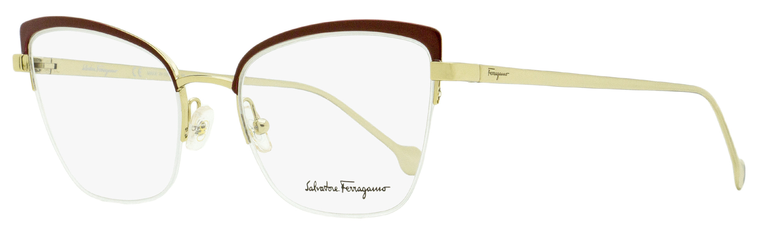 

Женские очки «кошачий глаз» Salvatore Ferragamo SF2182 744, золото/бордовый, 53 мм, 744