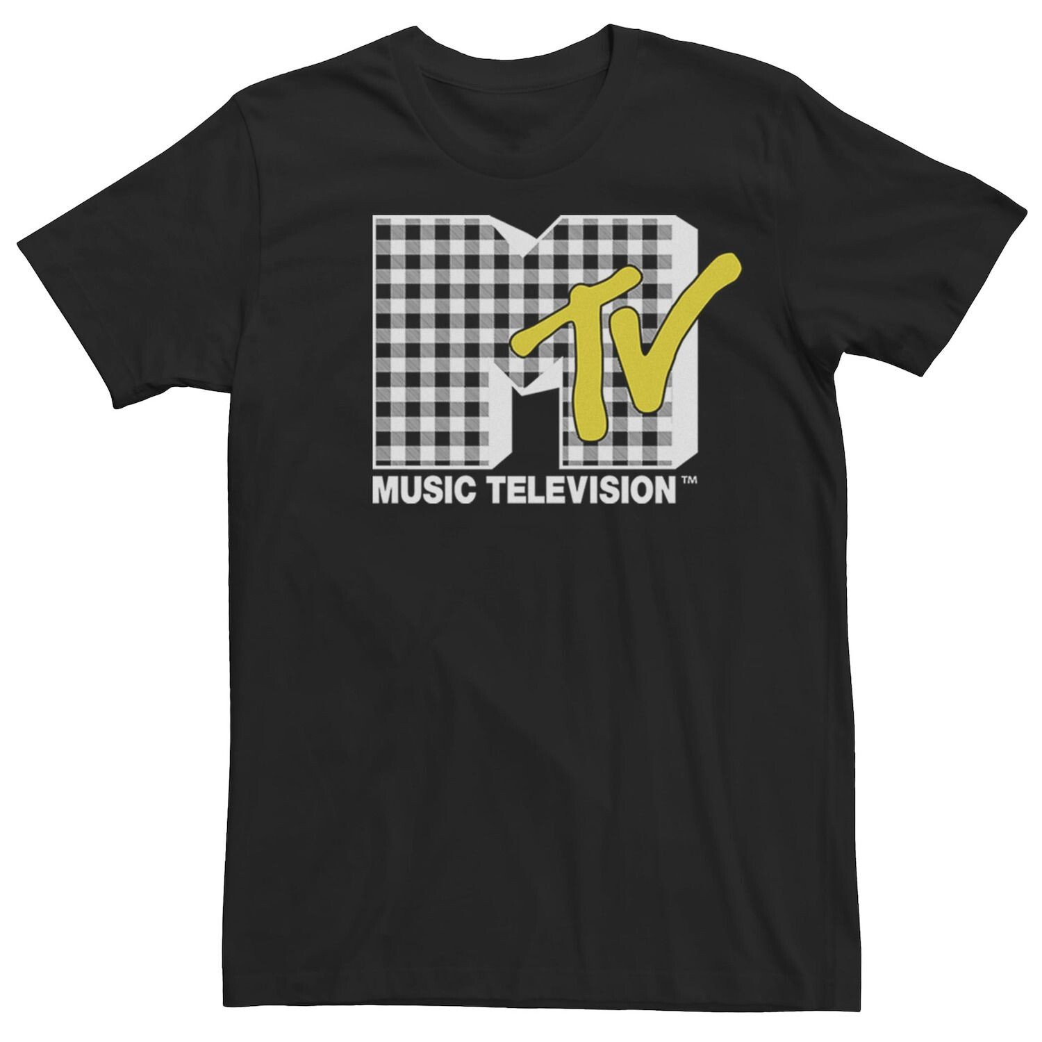 

Мужская футболка с логотипом MTV в клетчатом стиле Licensed Character, черный