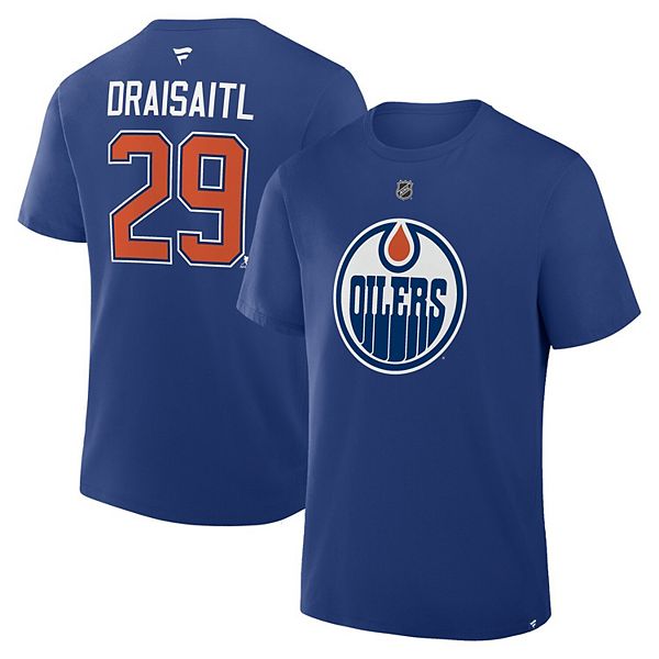 

Футболка мужская Leon Draisaitl Royal Edmonton Oilers Authentic Stack Name & Number Fanatics