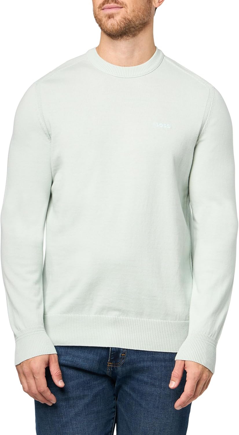 

BOSS мужской вязаный свитер с логотипом, Open Air Blue