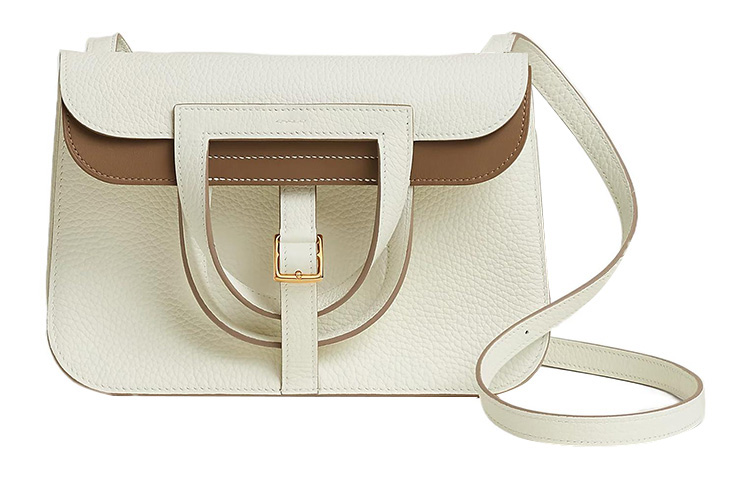 

Халзан Клеменс Буллок Кожаная Женская Сумка Через Плечо, Кроссбоди Машрум Уайт HERMES, U Stamp