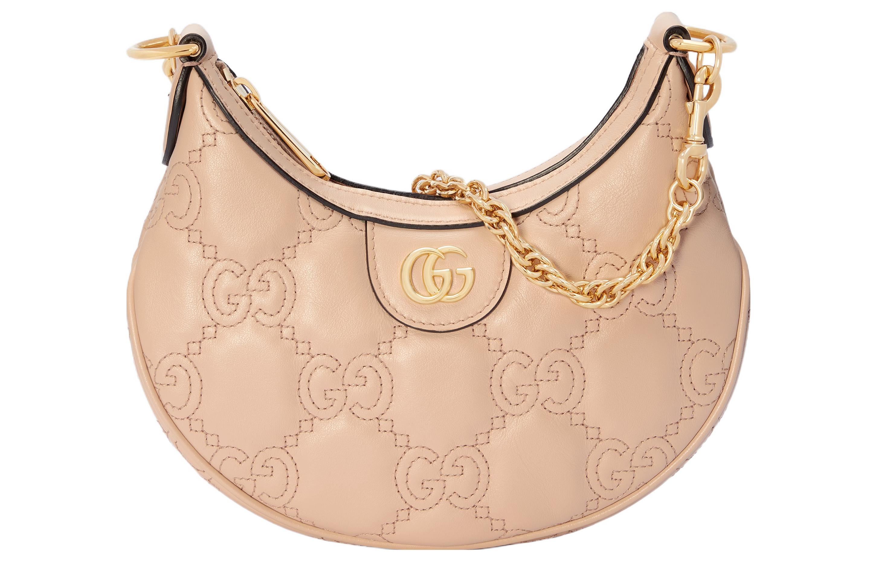 

GUCCI Сумка через плечо GG Matelassé из кожи в форме луны, женская, бежевая