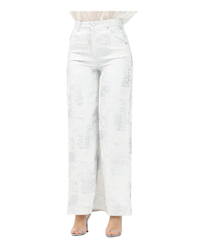 

Серебристые джинсы с широкими штанинами Vicolo, серый