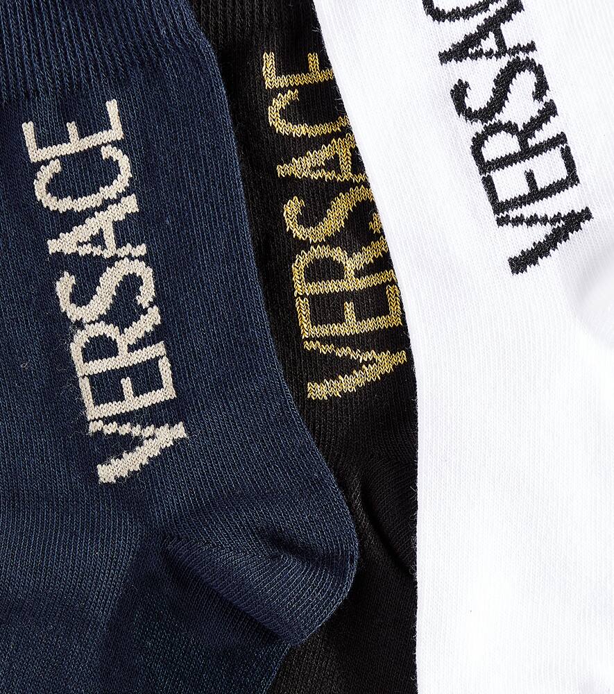Набор из 3 носков с логотипом из хлопковой смеси Versace Kids, Nero-Bianco-Uniform — фото 2