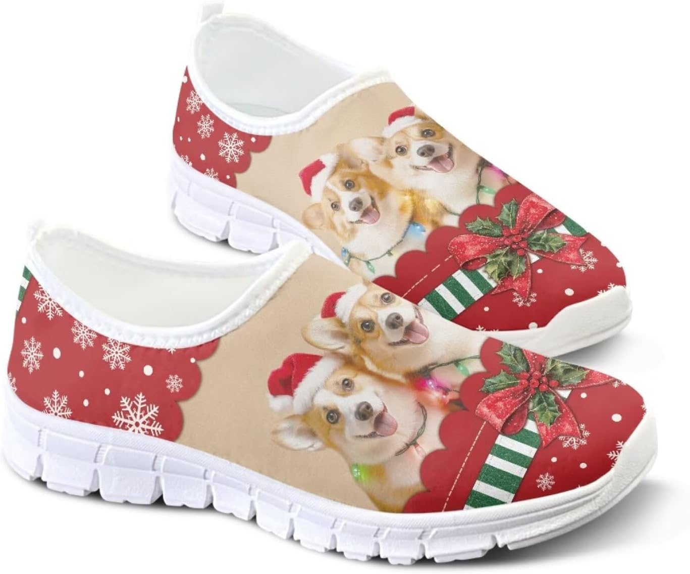 

Легкие женские кроссовки без застежек для ходьбы, унисекс, модные повседневные кеды Fonplted, Christmas Dog