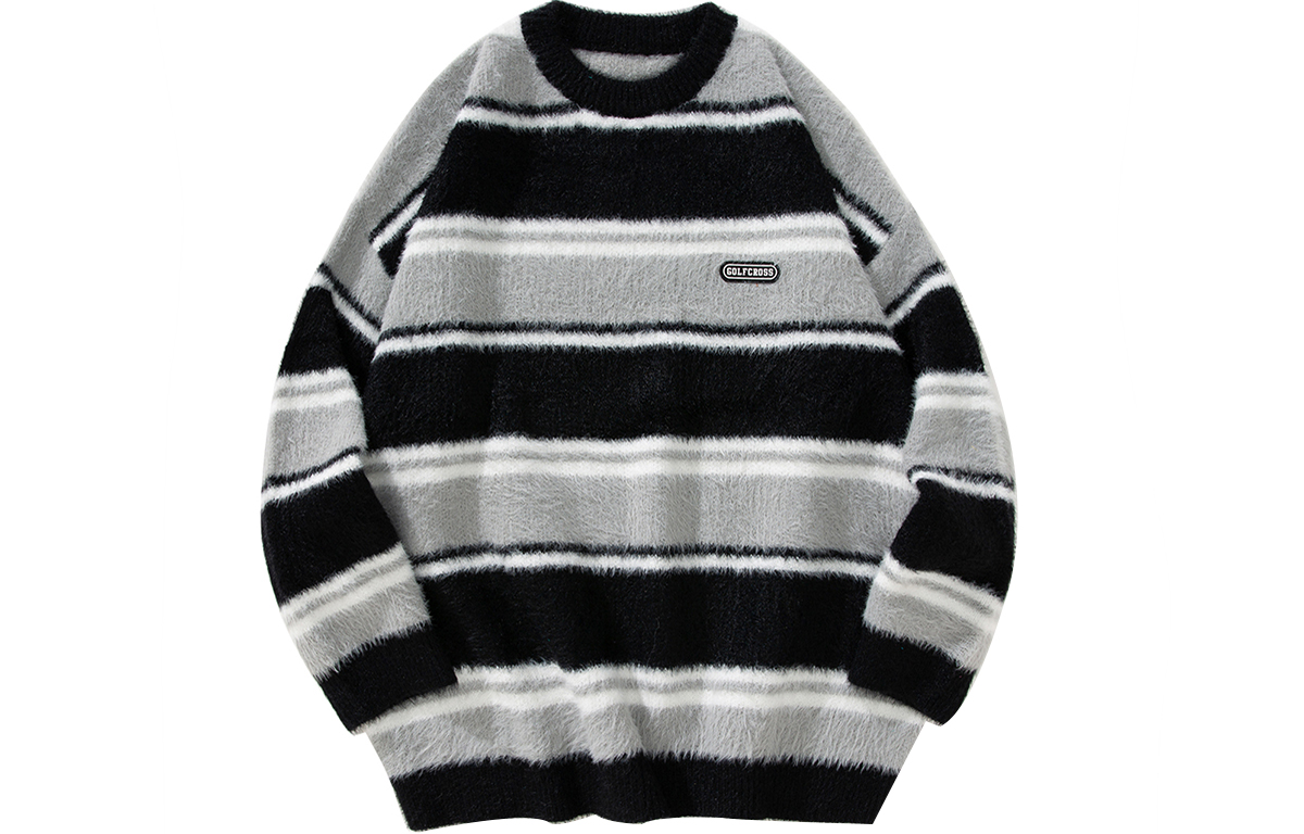 

Свитер унисекс GOLFCROSS, черно-серый в полоску