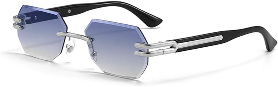 

Ретро-солнцезащитные очки без оправы для мужчин и женщин в стиле панк, прямоугольные солнцезащитные очки без оправы, маленькие, с защитой от УФ-излучения UV400 MTZJH, 4