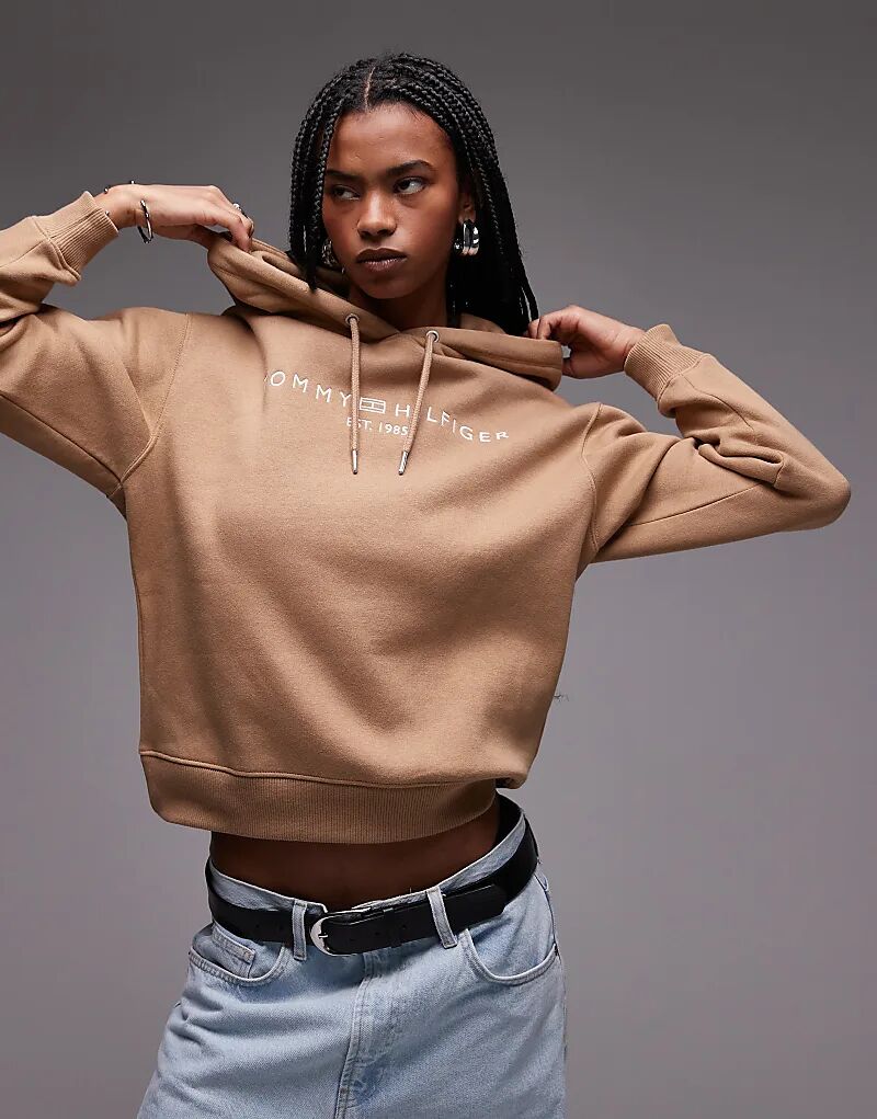 

Толстовка с вышитым логотипом бежевого цвета Tommy Hilfiger